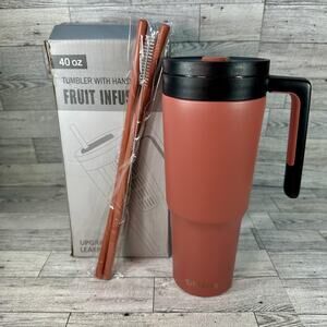 Fimibuke 40 oz Tumbler With Handle Fruit Infuser Stainless Steel Leakproof Lid
